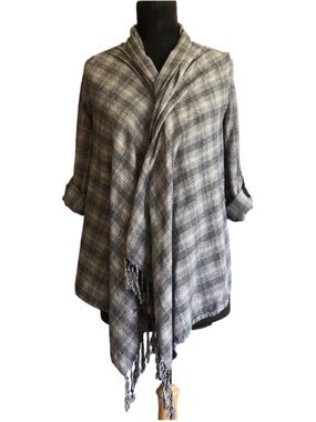 Billabong Black & White Houndstooth Lightweight Open Front Cardigan